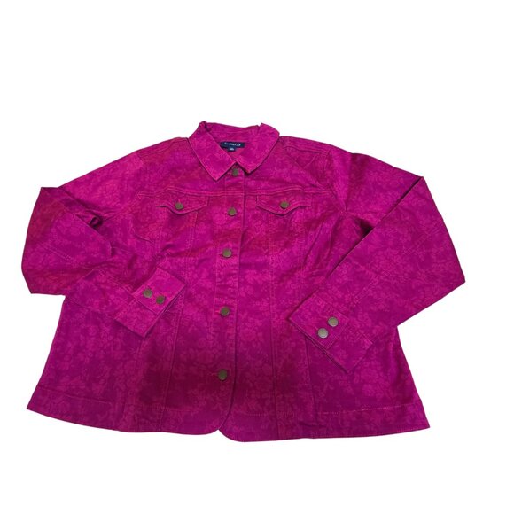 Charter Club Denim Pink Fancy Floral Printed Women's Jacket XXL NWT - Picture 4 of 5